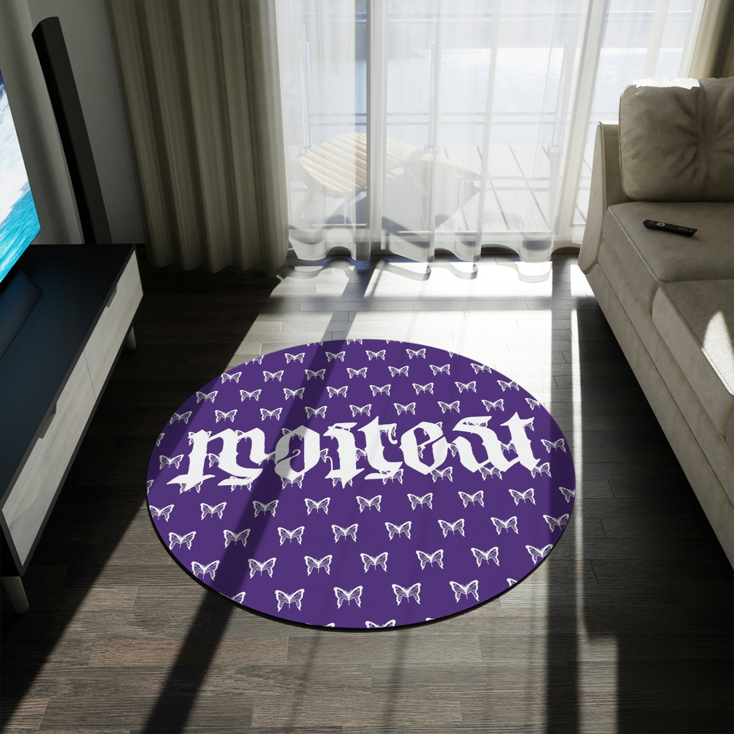 Purple Butterfly Effect 5’ Round Rug
