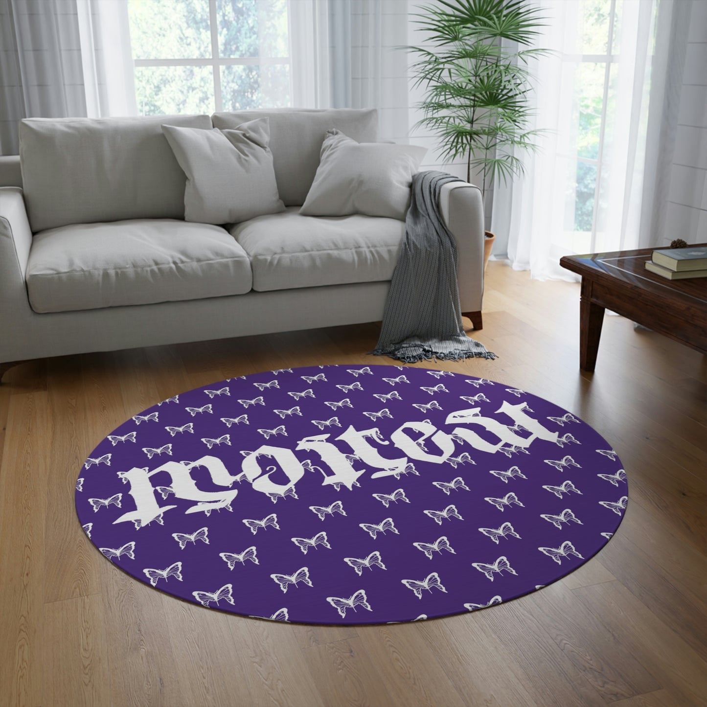 Purple Butterfly Effect 5’ Round Rug